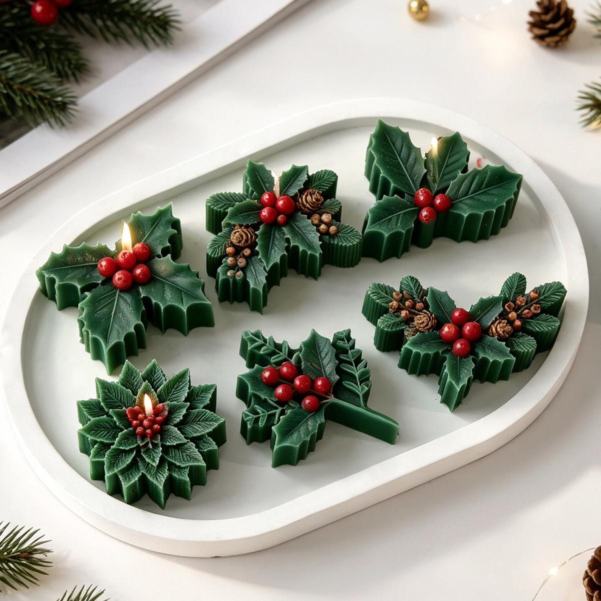 Christmas Holly Candle mold (RUUIPON-032)