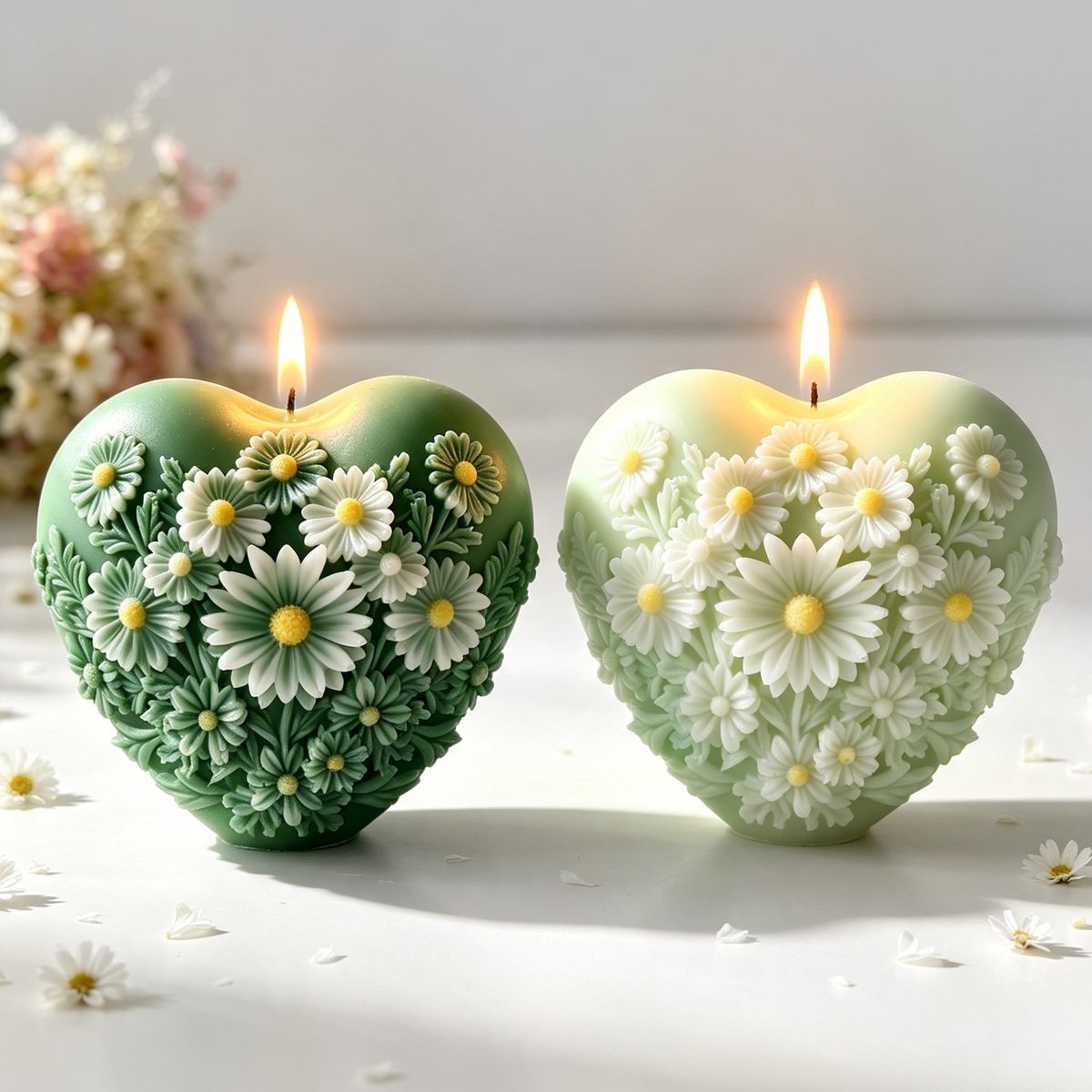 Heart Daisy Candle mold (RUUIPON-056)