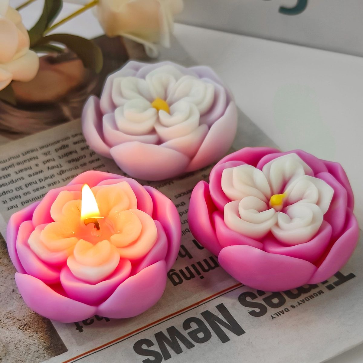 Flower Aroma Stone Candle mold (RUUIPON-214)