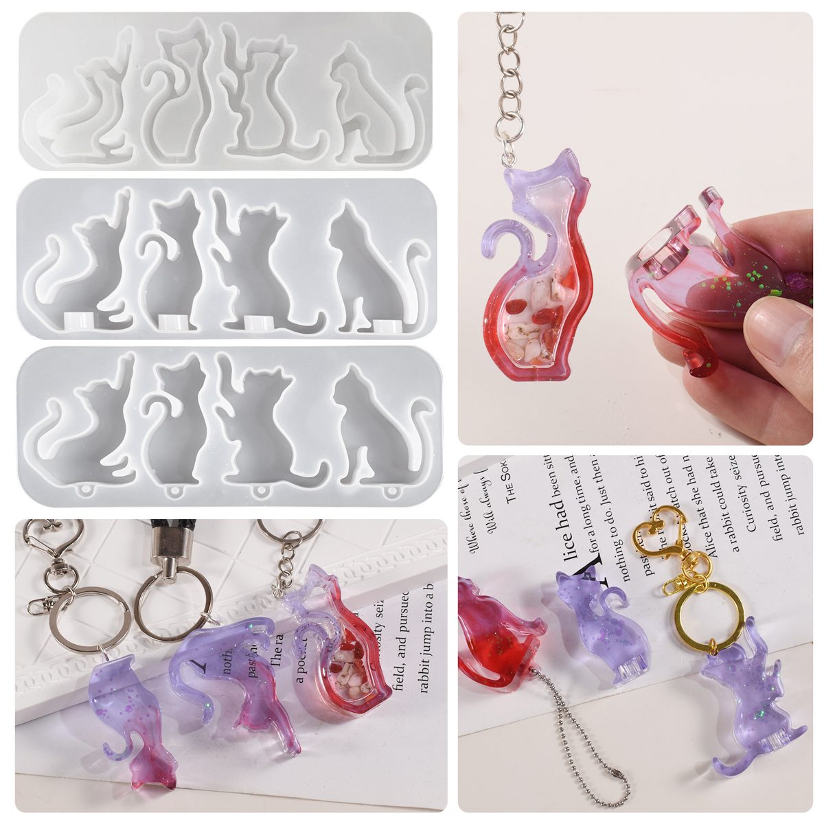 Kitten Keychain Pendant mold (RUUIPON-507)