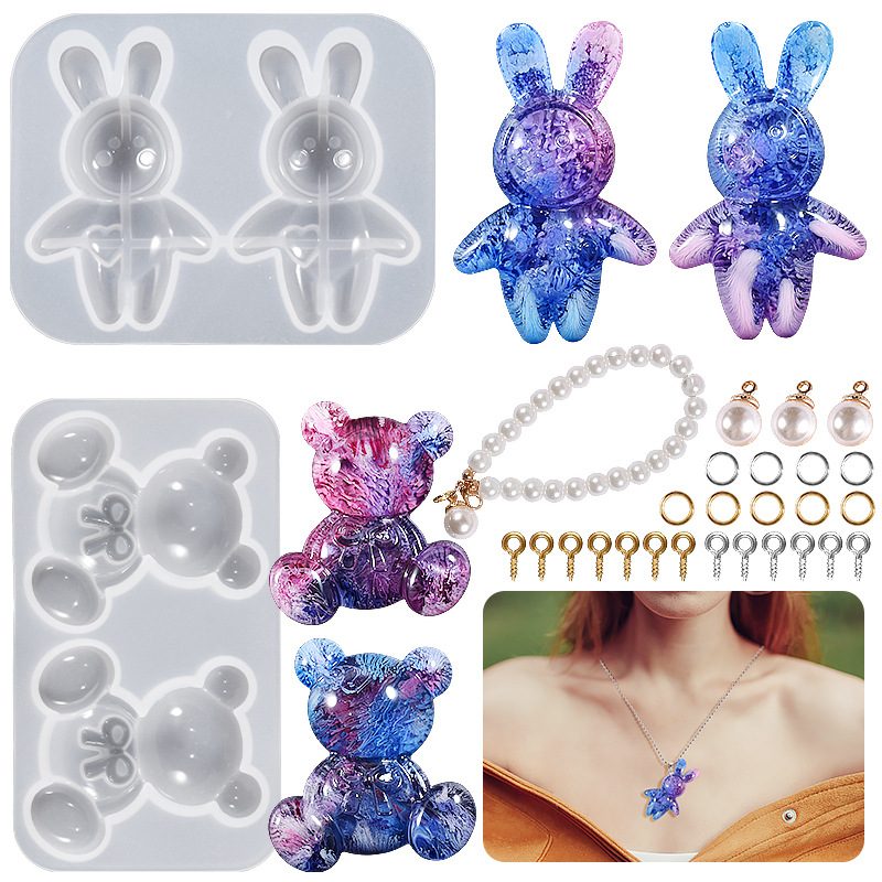Heart Bunny Pendant mold (RUUIPON-547)