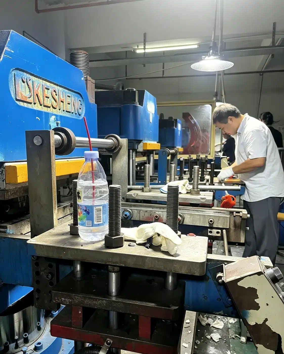 CNC master model being measured before silicone mold pour