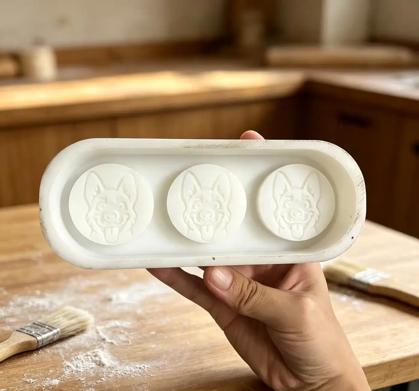 Silicone baking mold cavity cross-section showing wall thickness for heat limits