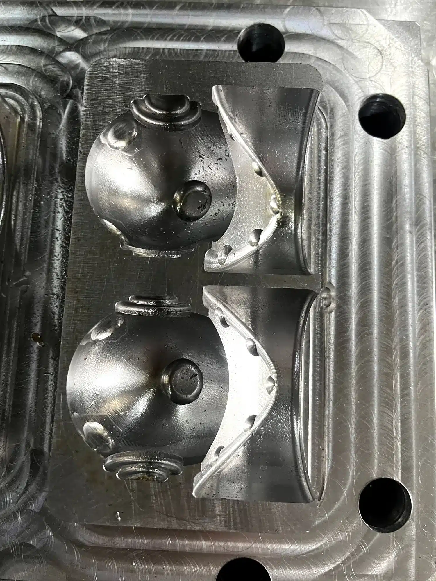 Finished custom silicone mold production trays ready for shipment