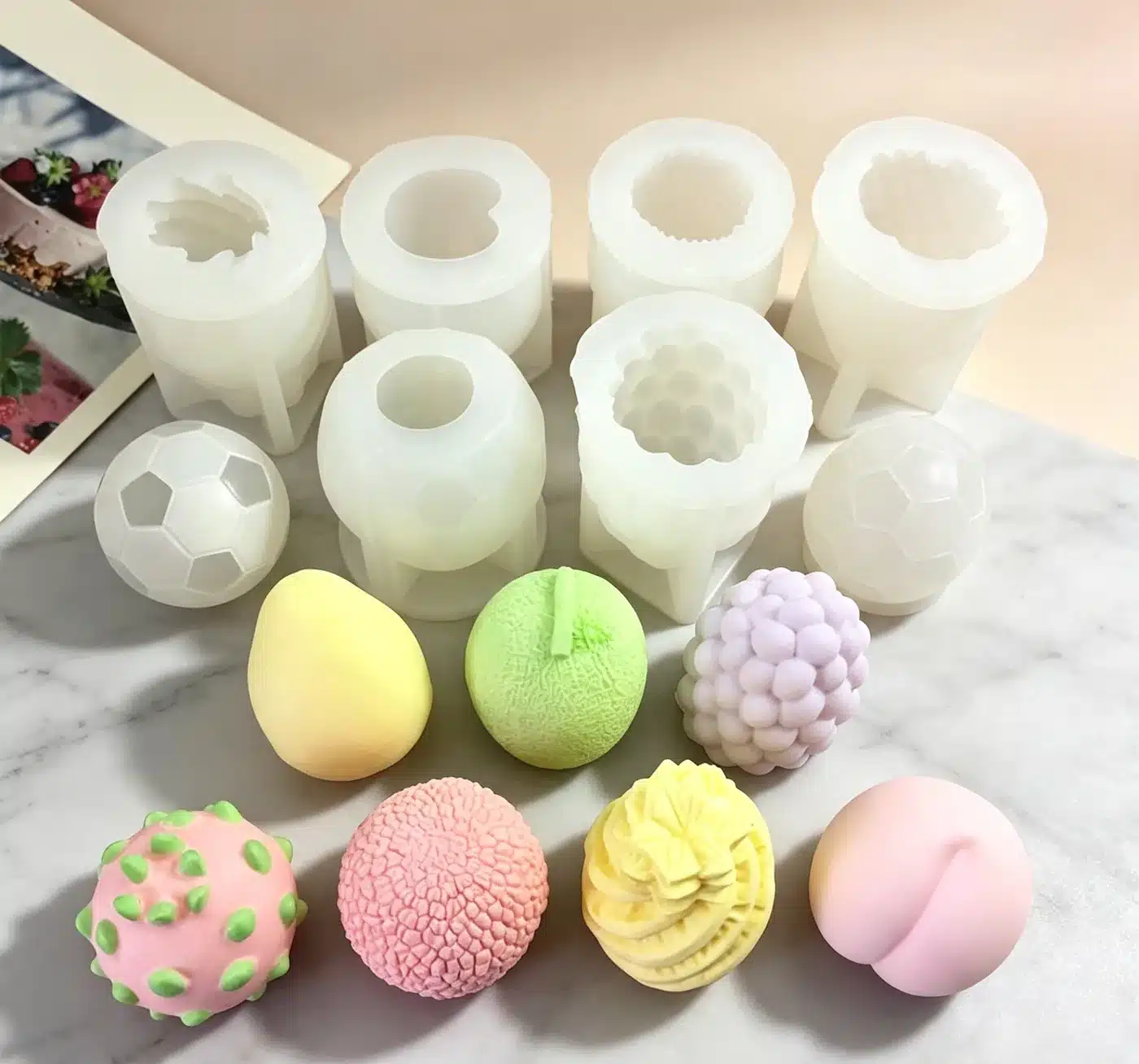 Resin silicone molds in workshop with degassing and pour staging
