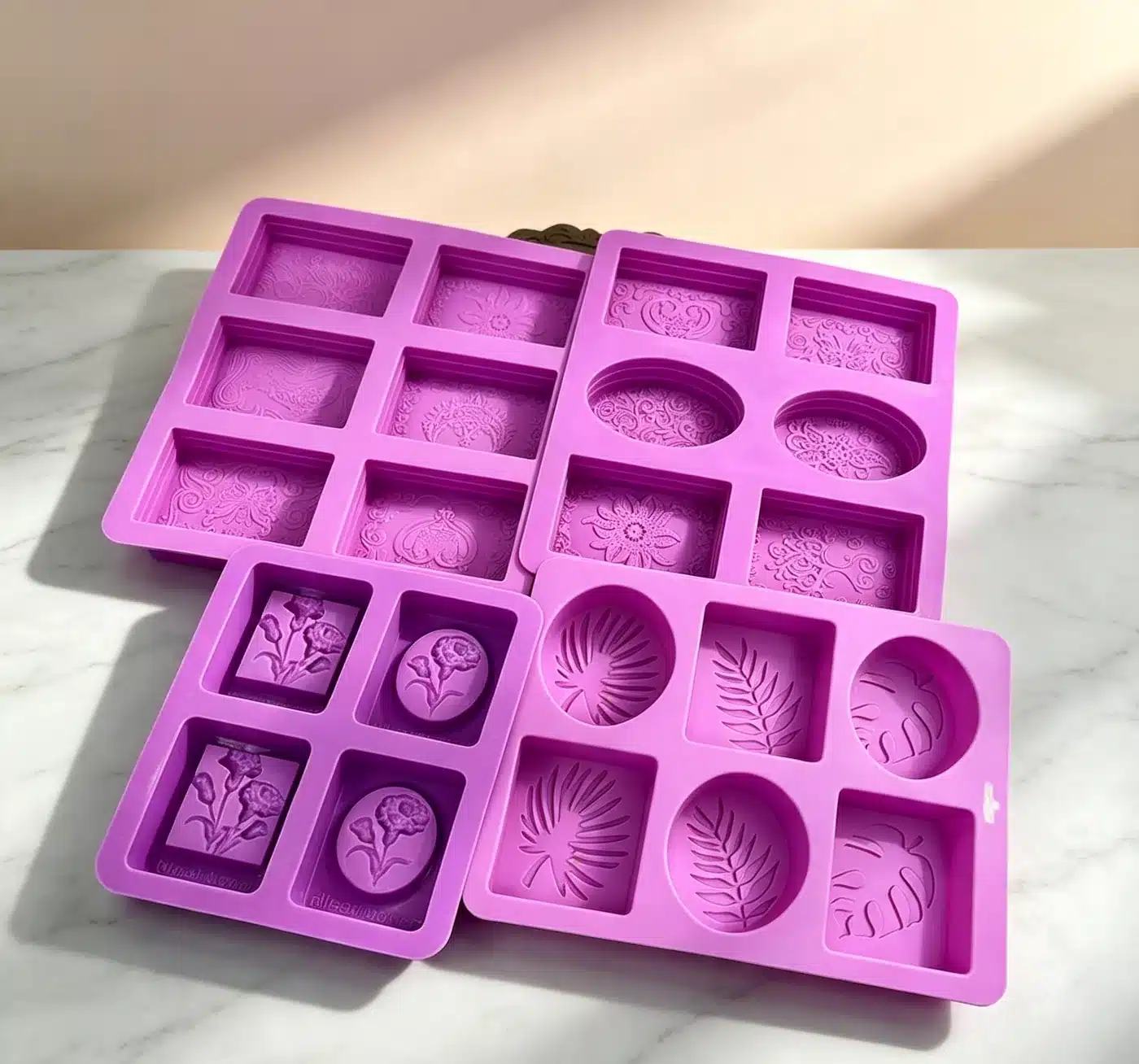 Custom silicone gummy mold tray with spaced cavities for gelatin or pectin production